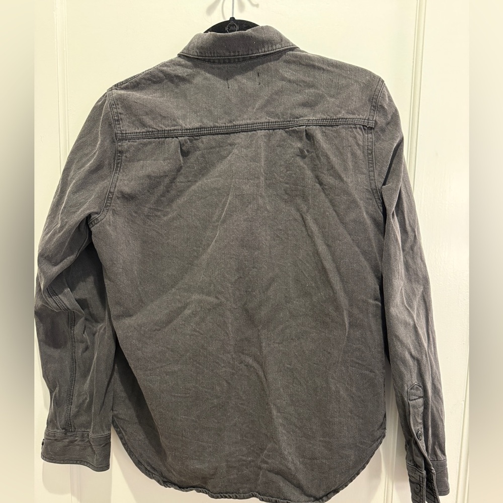 Distressed Denim Button Down, Black - image 5